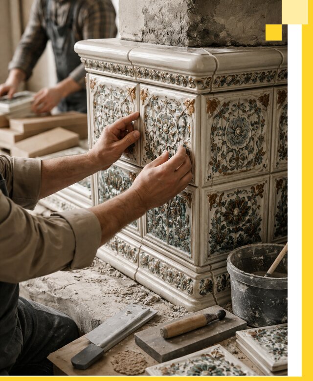 Изразцовые камины под ключ в Краснодаре: проект и монтаж