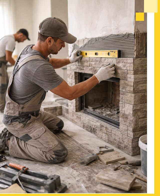 Облицовка каминов в Краснодаре, монтаж и отделка натуральным камнем