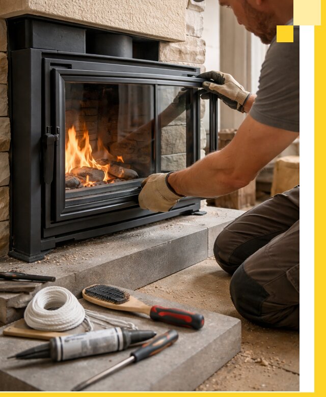 Производство, монтаж и доставка каминов со стеклом в Краснодаре