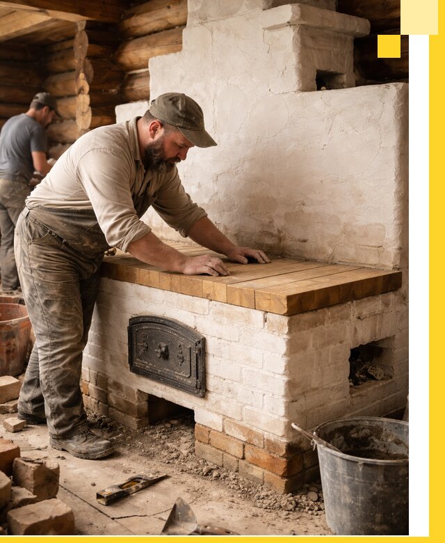 Проектирование и установка русской печи с лежанкой в Краснодаре