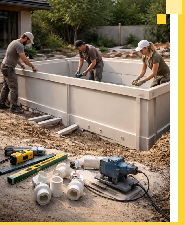 Установка полипропиленовых бассейнов под ключ в Краснодаре