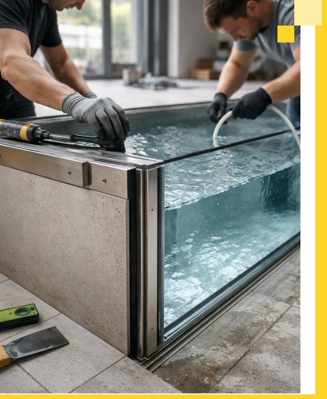 Проектирование и монтаж стеклянных бассейнов в Краснодаре