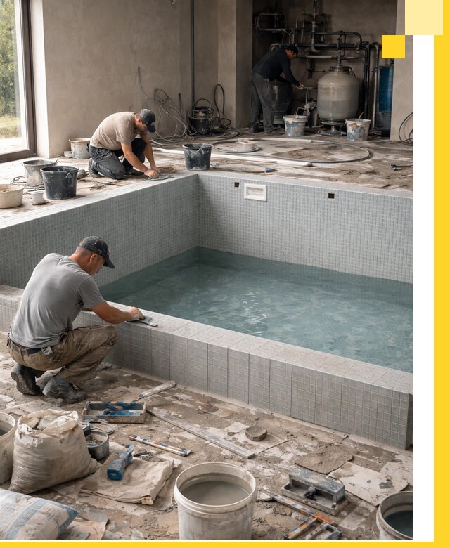 Строительство и монтаж бассейнов в помещении в Краснодаре