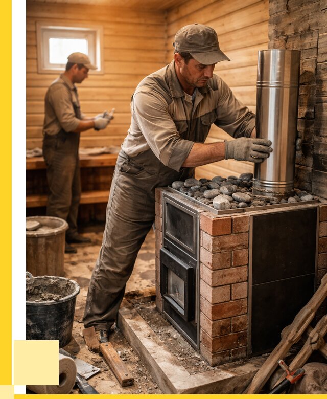 Монтаж печи в бане под ключ в Краснодаре от 20638 р. | ЭриданКсд