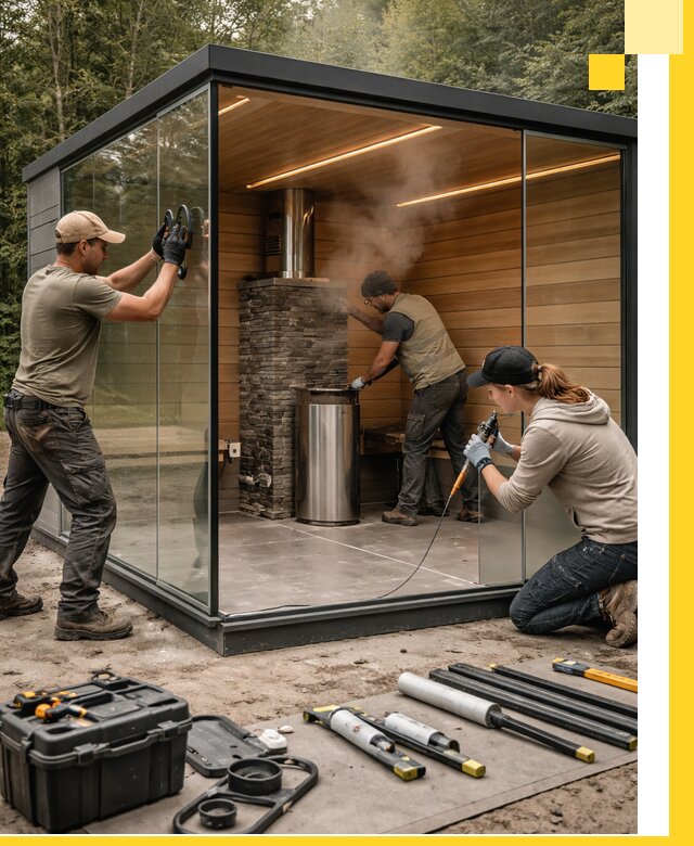 Проектирование и строительство стеклянных бань в Краснодаре