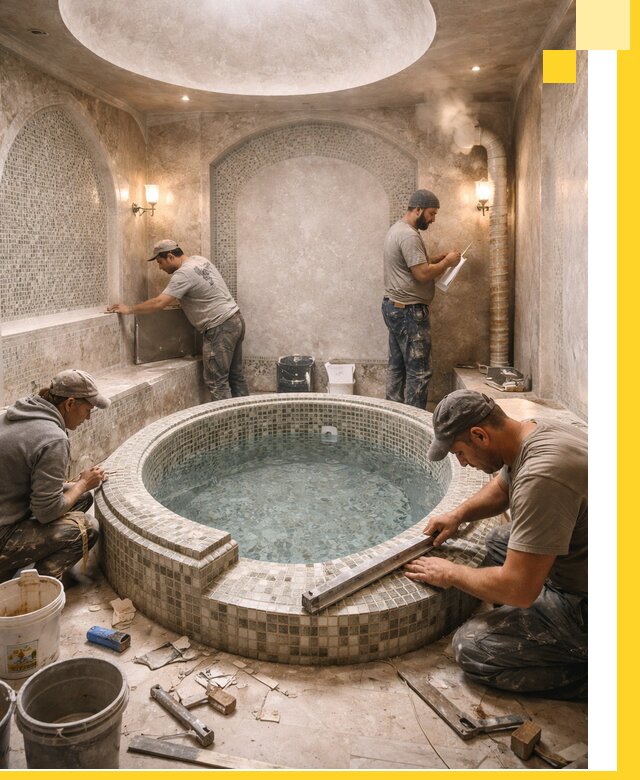 Профессиональное строительство хамама с бассейном в Краснодаре под ключ