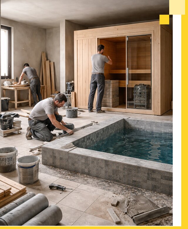 SPA зоны под ключ с бассейном сауной и печью в Краснодаре